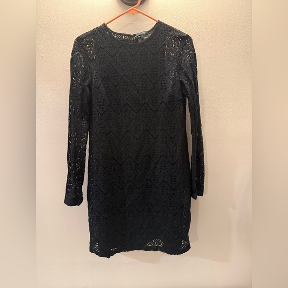 Theory Louise 2 in 1 Lace Mini Dress, Black, US 6, MSRP $345 dress size 8 - Picture 1 of 6